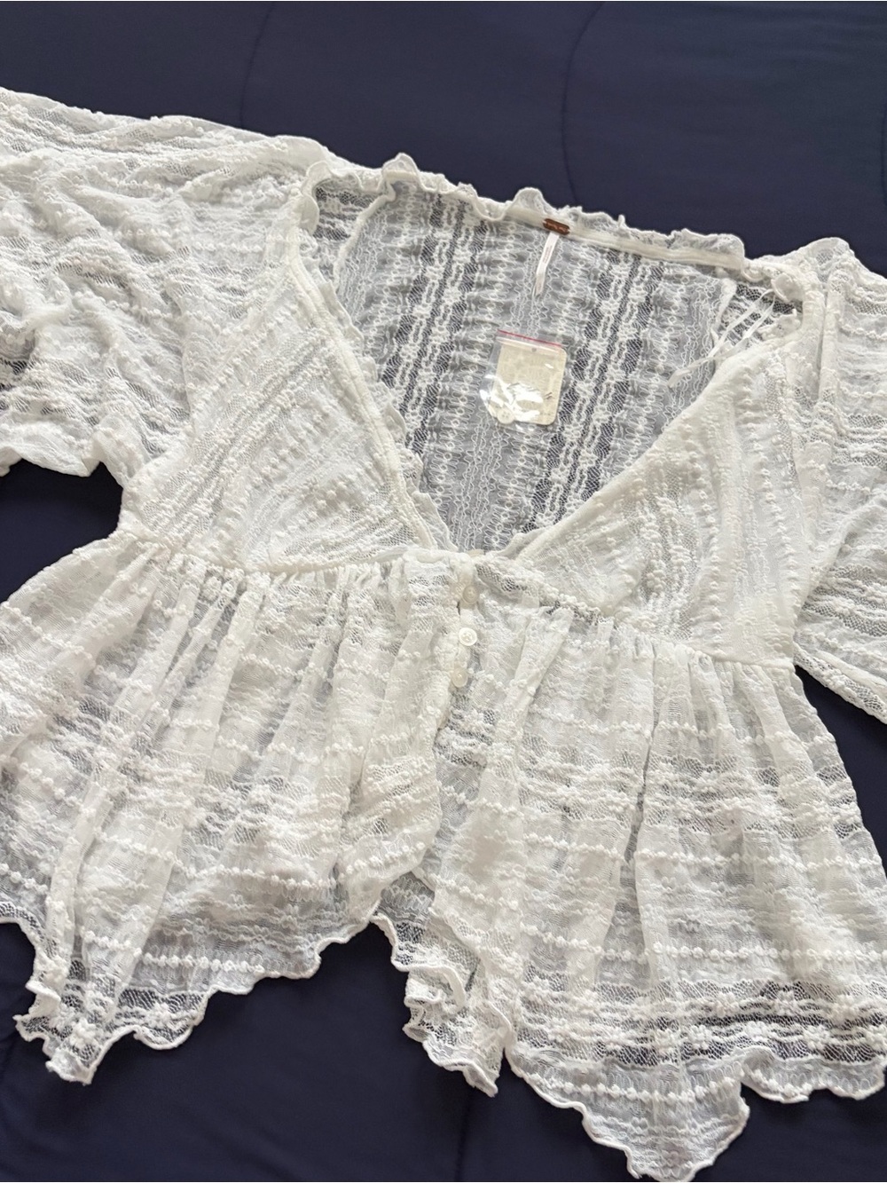 Free People In Your Dreams Lace Top in Clean Ivory - Picture 3 of 10